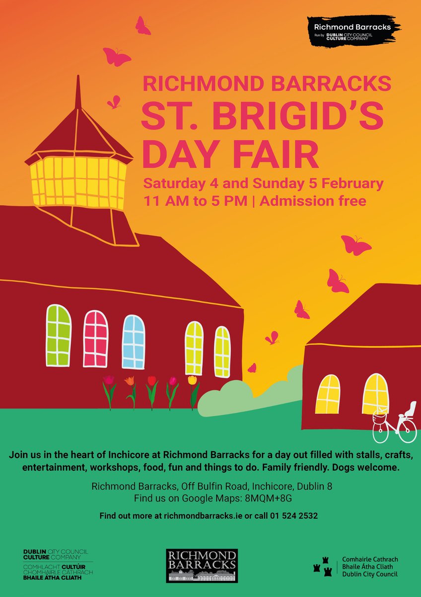 RichBarracks's tweet photo. Looking for something to do in Dublin this bank holiday weekend?
Our St. Brigid's Day Fair is open 11am to 5pm.
๐๏ธ Over 30 stalls to buy from
๐ฎ๐ช Irish made crafts and products
๐ง Delicious food and drink
๐จโ๐ฉโ๐งโ๐ฆ Family friendly workshops
๐ถ Interactive entertainment
๐ Dog friendly https://t.co/o1Z7WfApc5