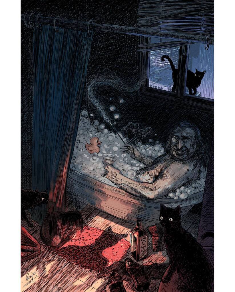 Cover sample 6/10 – Rub-a-Dub-Dub, Penguin in a Tub

I recently put together ten new Batman cover samples that I will share here. Instead of simply posting the illustrations, I thought it would be fun to talk a bit about the thought processes behind each… instagr.am/p/CoHVY1Qs_UB/