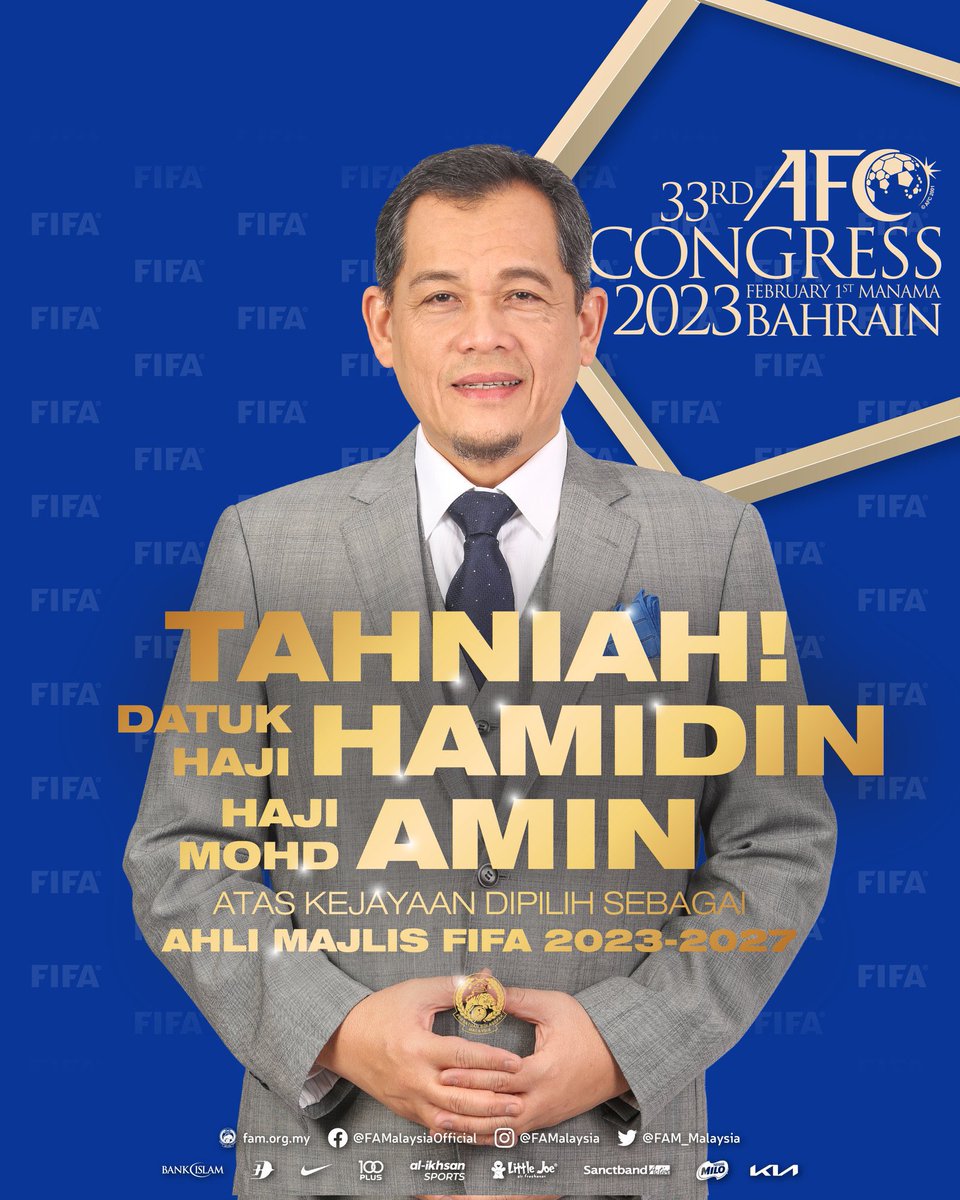MisdiantoD's tweet photo. Tahniah Datuk Haji Hamidin Haji Mohd Amin atas kejayaan dipilih sebagai ahli majlis FIFA! #DHMA #DitoHamidinMakinAkrab https://t.co/PnKvDFo385