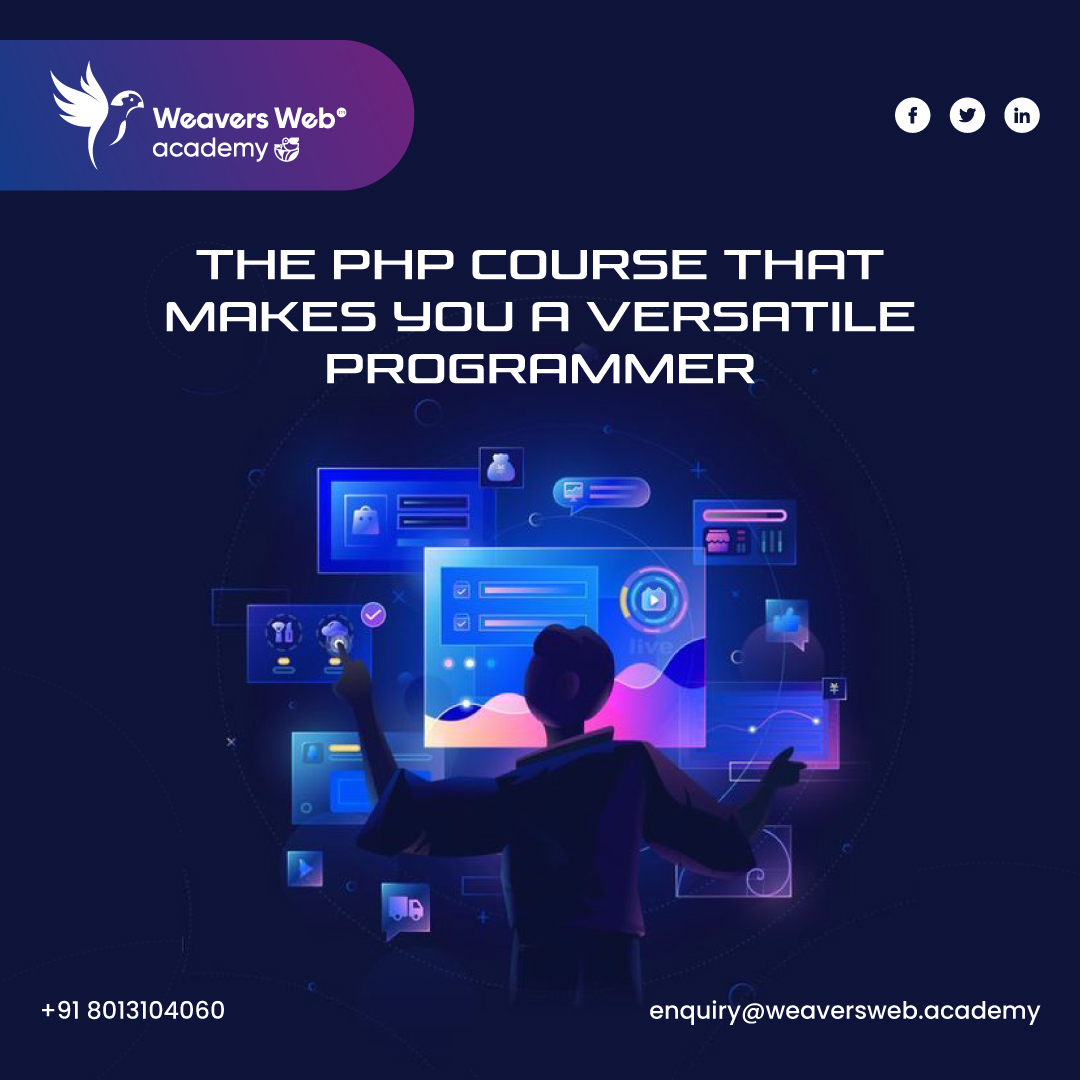 weavers_academy's tweet image. The #PHP_Course promises to polish your #skills and transform you into a #programmer you probably only had dreamt of. - weaversweb.academy
#SkillIndia #Technology #DreamJob #Success #Education #Awareness #JobOrientedCourse #Programming #MySQL #Database #AdvancePHP #Training