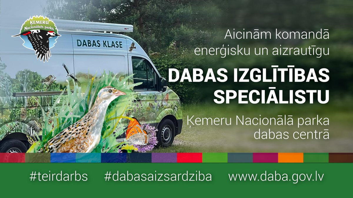 Meklējam aktīvu un radošu dabas izglītības speciālistu Ķemeru Nacionālā parkā dabas centrā. Sīkāka informācija - daba.gov.lv/lv/vakance/izg…