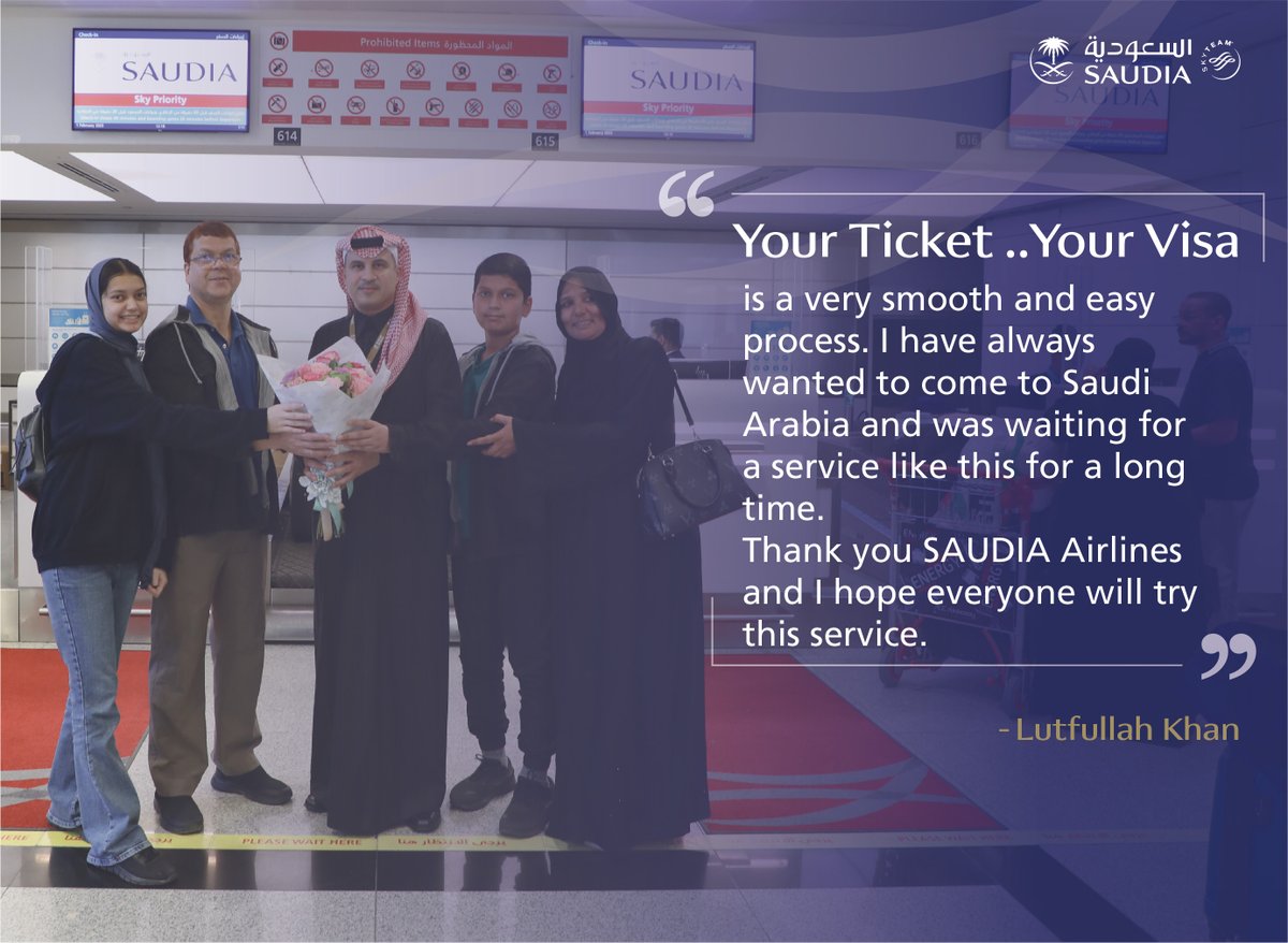 SaudiaGroup's tweet photo. #SAUDIA flies the first family that uses #YourTicketYourVIsa service

#SaudiStopOverVisa https://t.co/pQO7D8sU7m