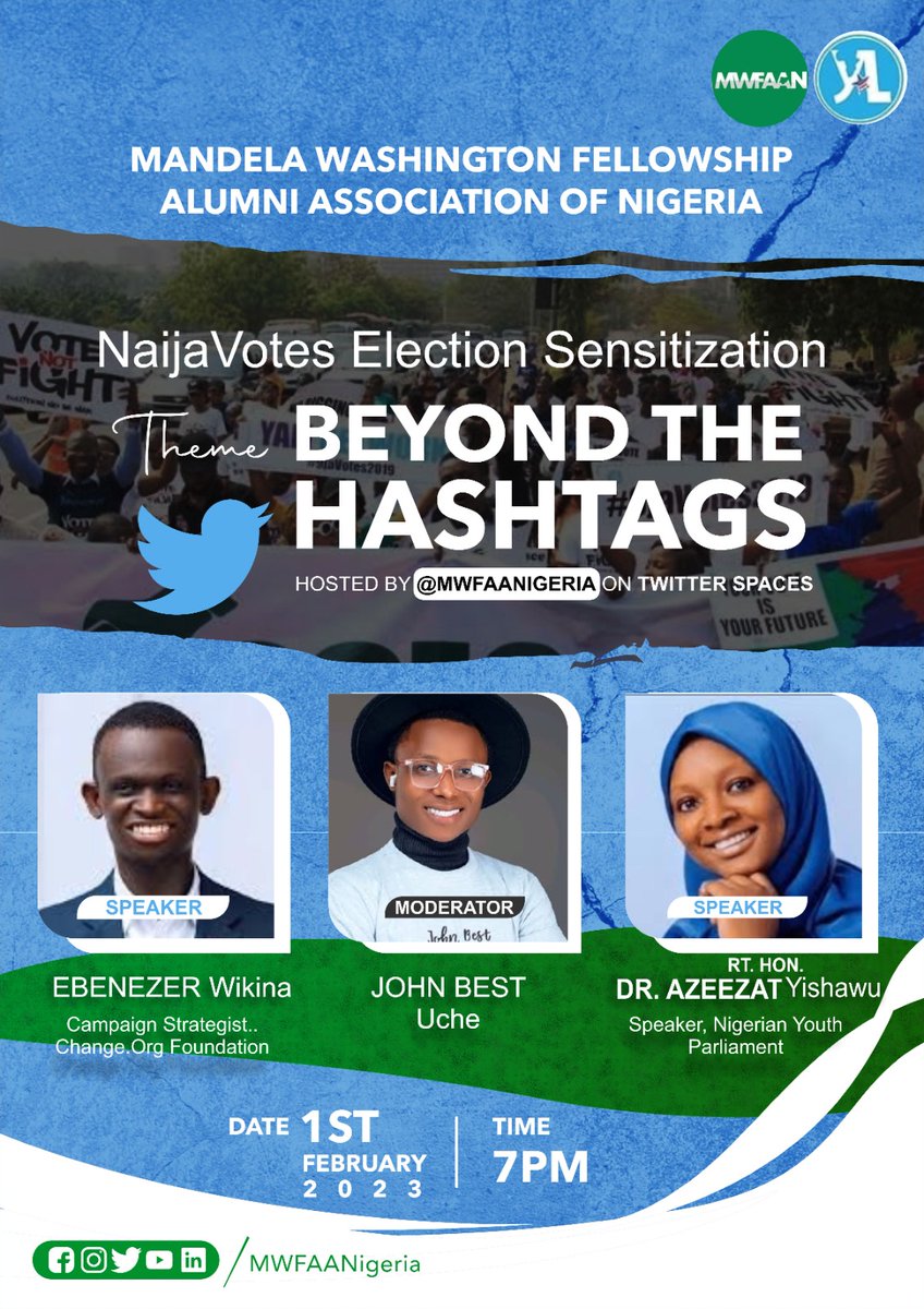 MosesFestus3's tweet photo. @MWFAANigeria @EbenezarWikina @azeezat_yishawu The spaces is going to be explosive this evening. Watch the space today by 7pm.
#beyondtheHashtags
#Yali9javotes https://t.co/Nezpvv3NS2