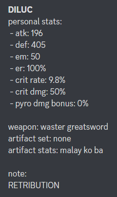 S4LV1E's tweet photo. me telling my friend that i have an op diluc build and asked if she wanted it and she did so i sent her this https://t.co/EPhRID8OpA