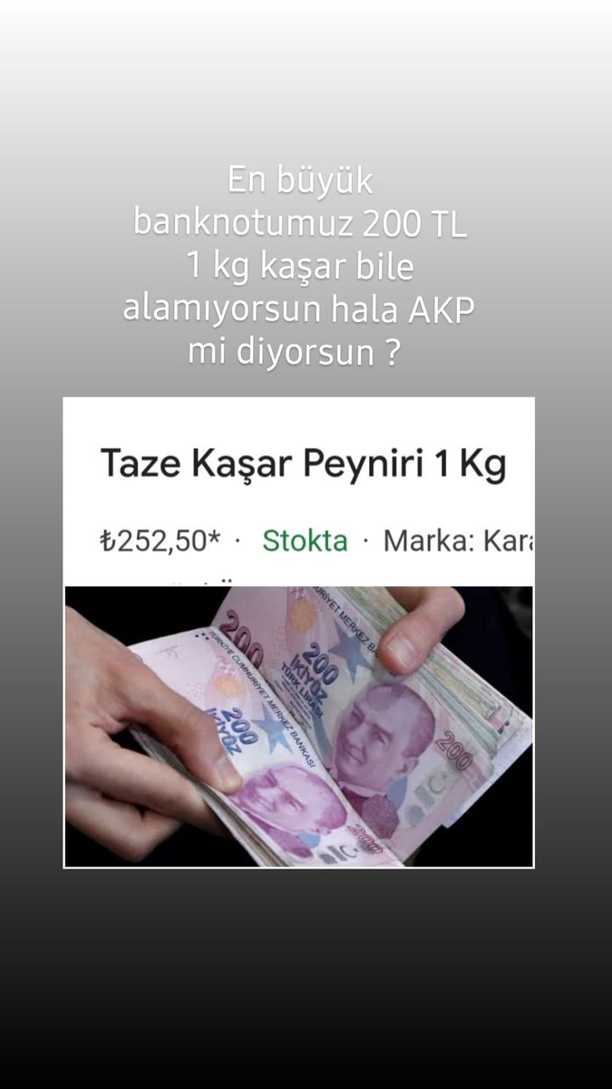 En kıymetli banknotumuz #200TL ye 1 kg kaşar bile qlamıyoruz tweet bu kadar ....#Guendem #iyi #KademeliPrimeHayir #EYTyiBekletmeyin #EmekliHesabiKesecek #iscizambekliyor #MemuraEk5Bin #oeğretmenlertakiplesiyor