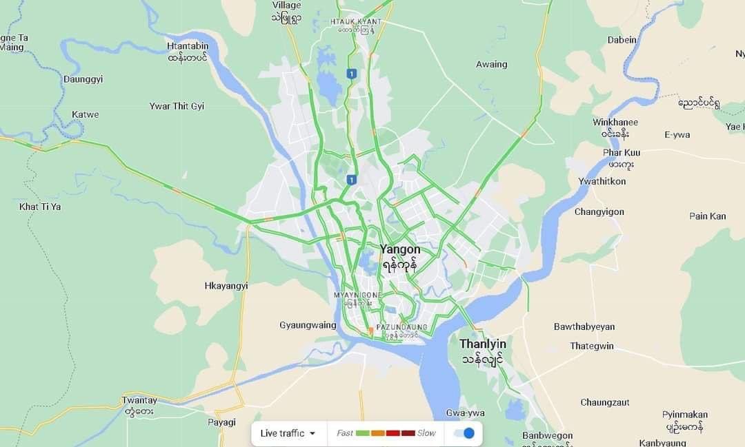 bloggernpl's tweet photo. Today, People participated in Silent Strike in Yangon and Google Map showed that all roads are empty. #WhatsHappeningInMyanmar #SilentStrike https://t.co/hcUysiaWvN