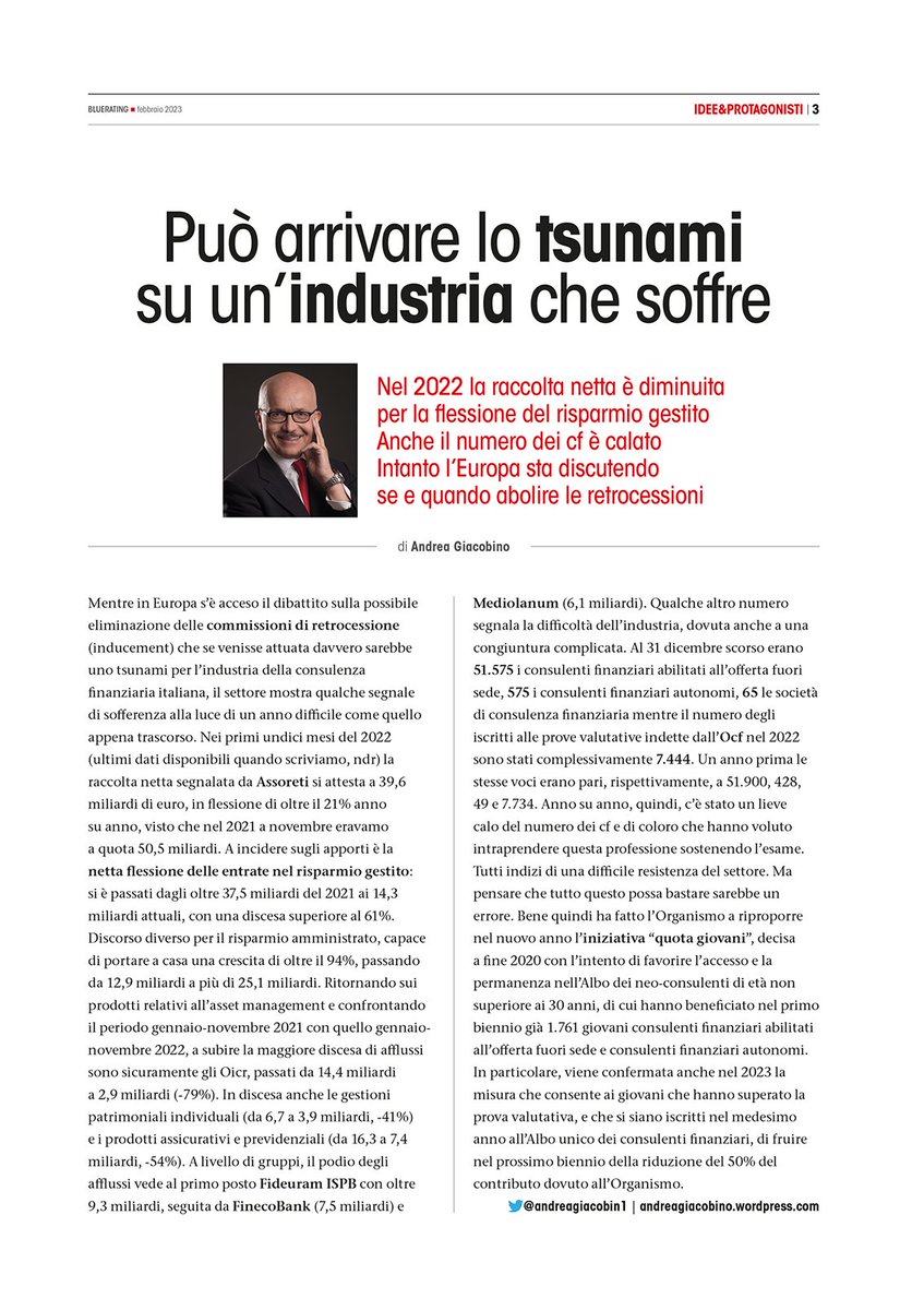 andreagiacobin1's tweet image. Il nuovo BLUERATING è in edicola. Il mio editoriale. @Blue_Fin_Com @bluerating_com @ASSORETIform #retrocessioni #ocf