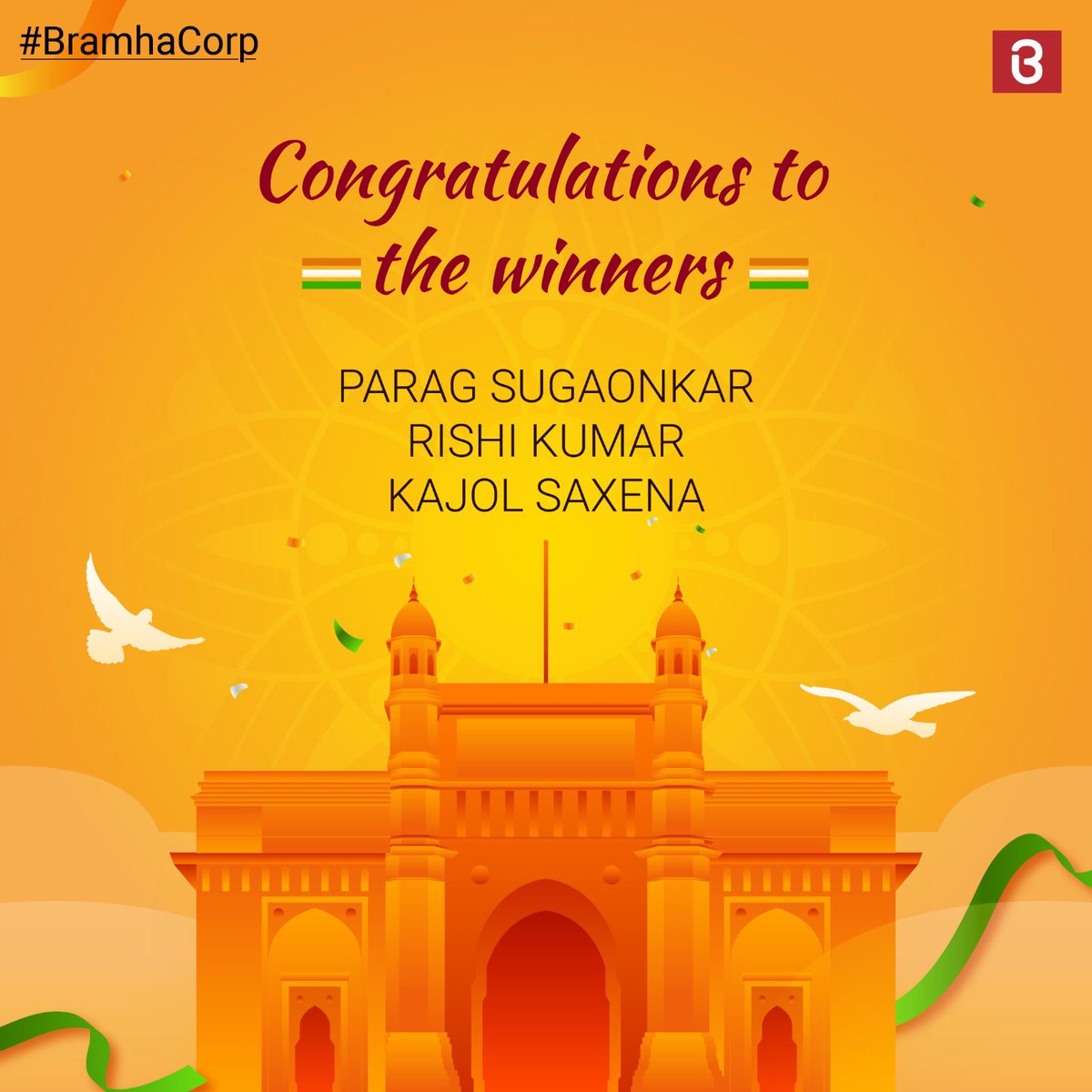 BRAMHACORP_PUNE's tweet photo. Thank you everyone for participating in the Republic Day contest and congratulations to all the winners.
#BramhaCorp #RepublicDayContest #contest #pune #punecontest #winners #congratulations https://t.co/KJuWZzxjfX