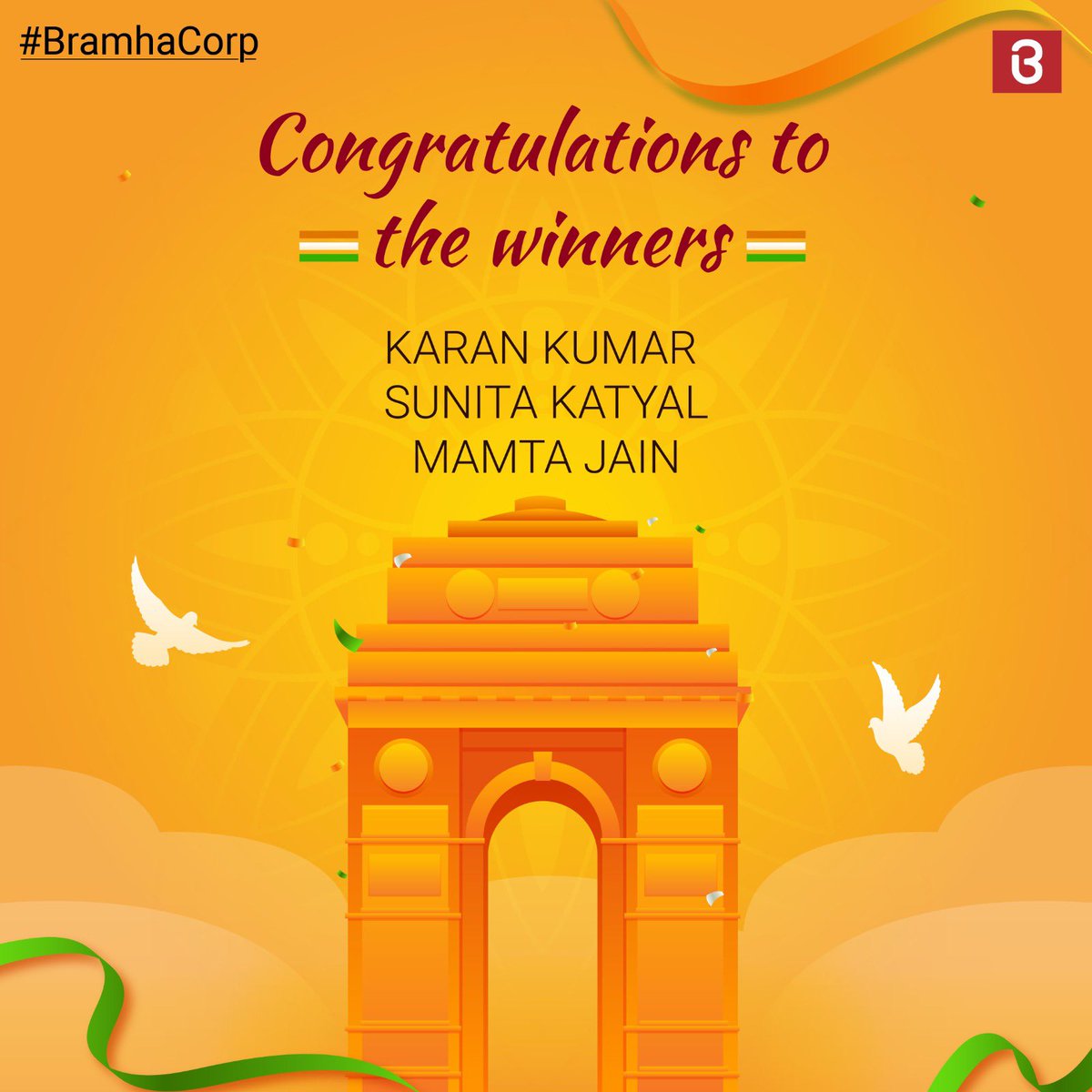 BRAMHACORP_PUNE's tweet photo. Thank you everyone for participating in the Republic Day contest and congratulations to all the winners.
#BramhaCorp #RepublicDayContest #contest #pune #punecontest #winners #congratulations https://t.co/KJuWZzxjfX