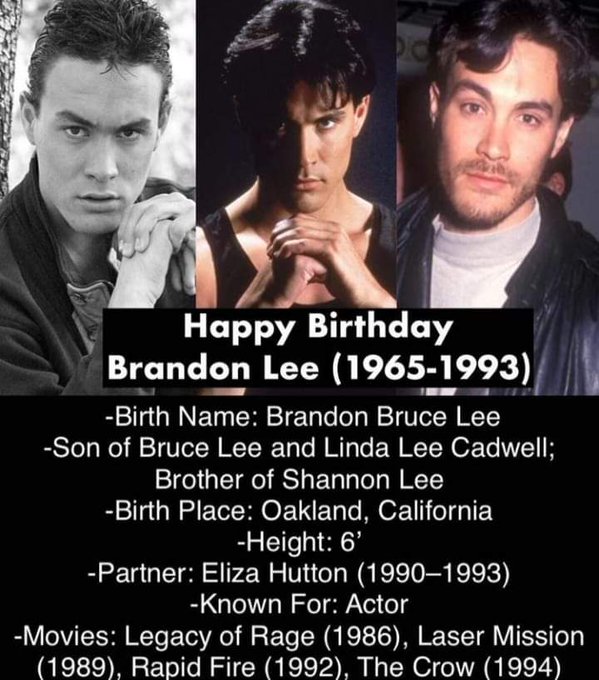 Happy Birthday to the late Brandon Lee (2/1/65). 