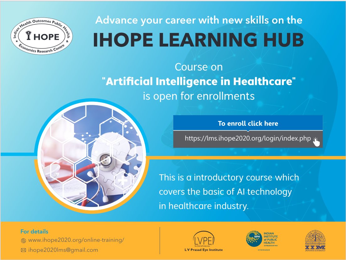 Register now for our new course! 📢

Link to register: lms.ihope2020.org/login/index.php

<a href="/lvprasadeye/">LVPEI</a> <a href="/researchLVPEI1/">research@LVPEI</a> #artificalintelligence #healthcare #courses #learning