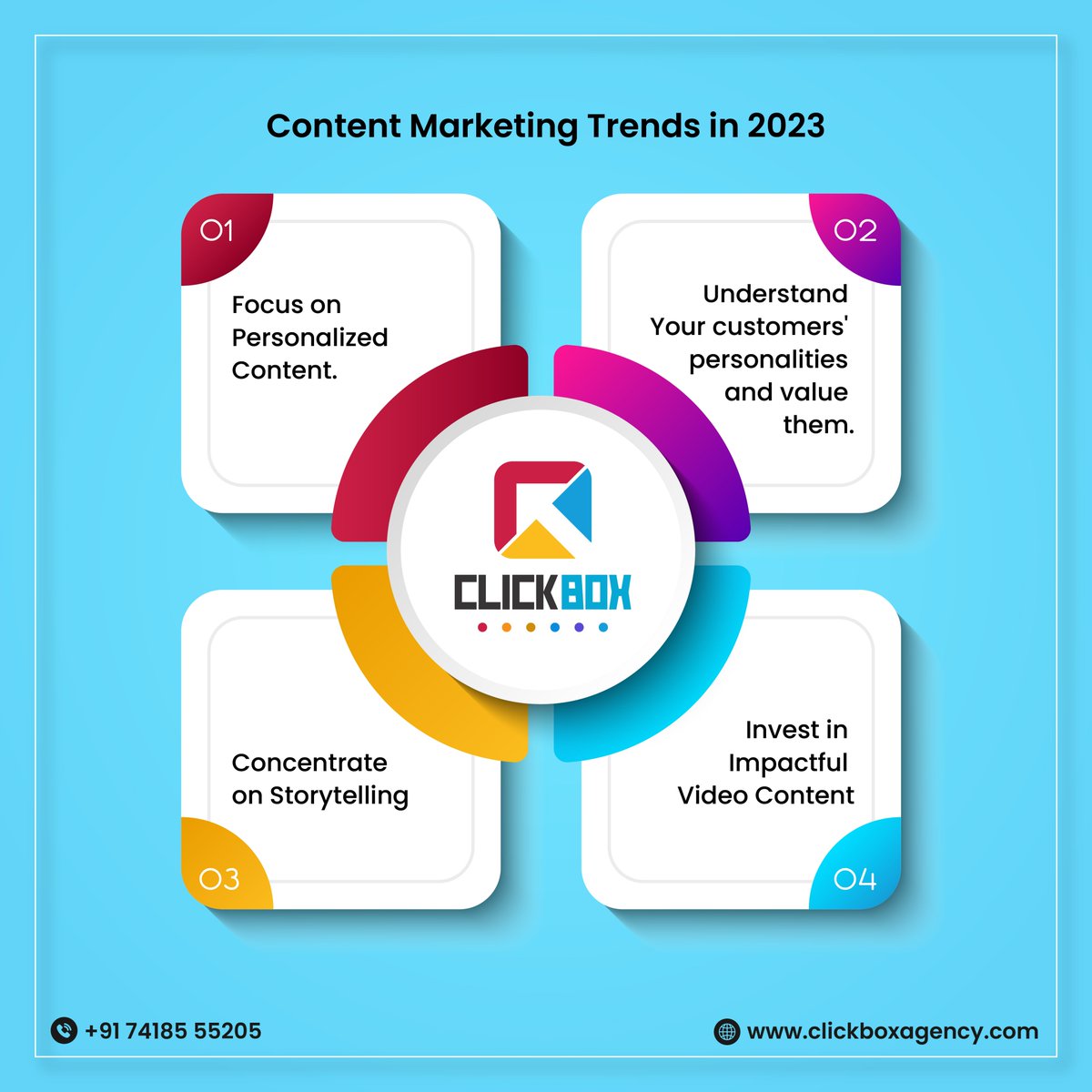 Use Clickbox's Content Marketing Service to Get a Jump on the Competition in 2023! You can rely on our experienced staff to guide you through the ever-changing market and move your business forwards.

bit.ly/3wOoguV

#contentmarketingtrends #contentmarketingservices