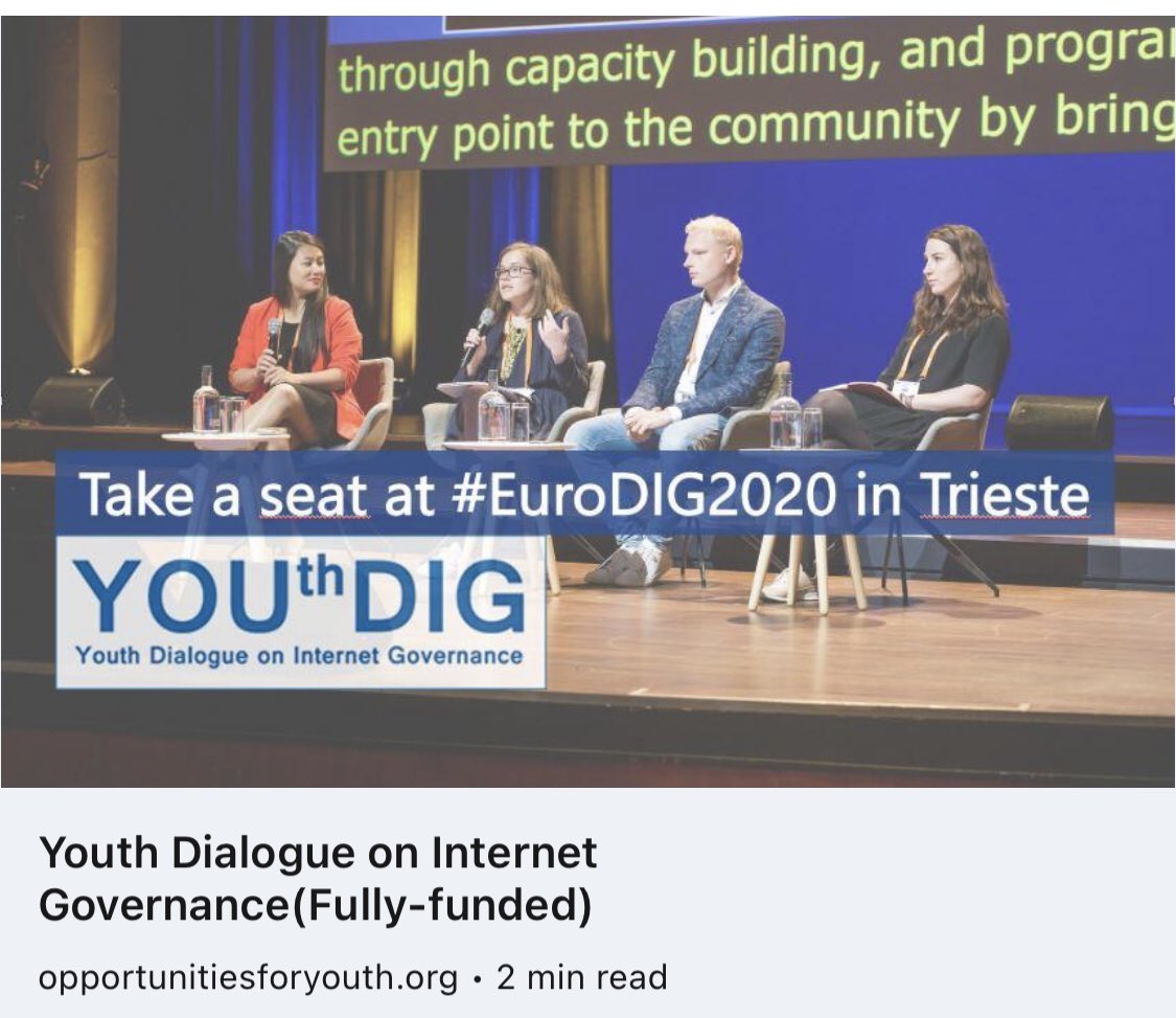 EuroDIG - #European Dialogue on #Internet #Governance is offering a new opportunity for #youthparticipation in internet governance.

Deadline: 10th Feb.

For more info and to apply please visit bit.ly/3ZKN5VH 

#youth #opportunity #europeanunion