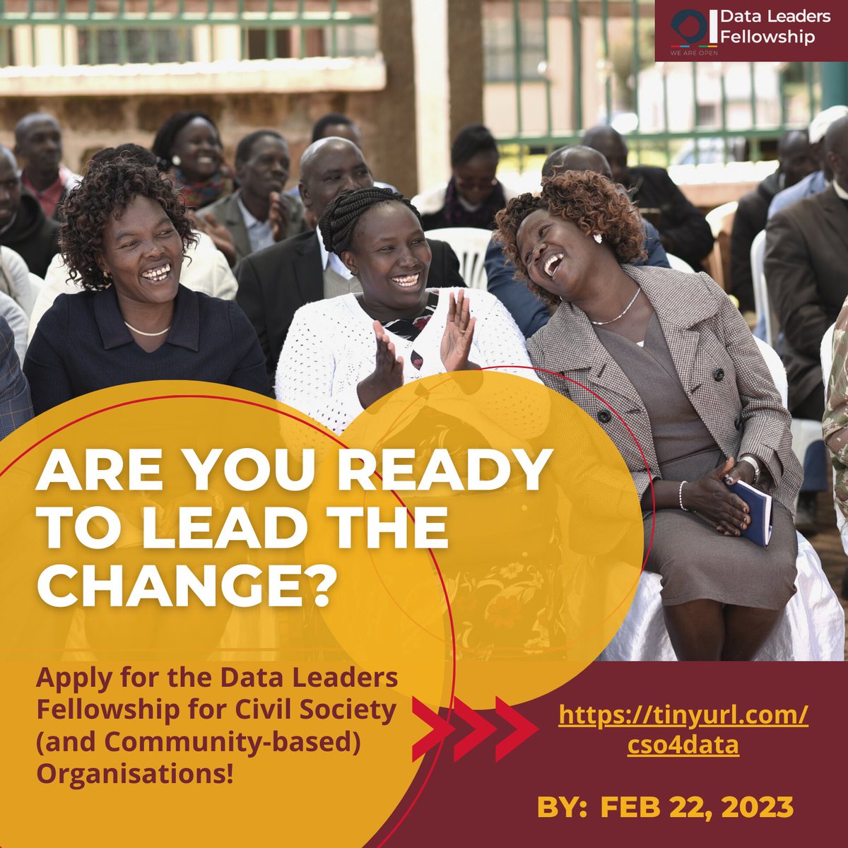 🌟Exciting news!🌟 The #DataLeaders Fellowship is back, this time for CSOs/CBOs passionate about data! If your CSO has been keen to use data to promote public participation & track county performance, what are you waiting for? Apply today 👉🏾 tinyurl.com/csos4data 
#Data4Dev