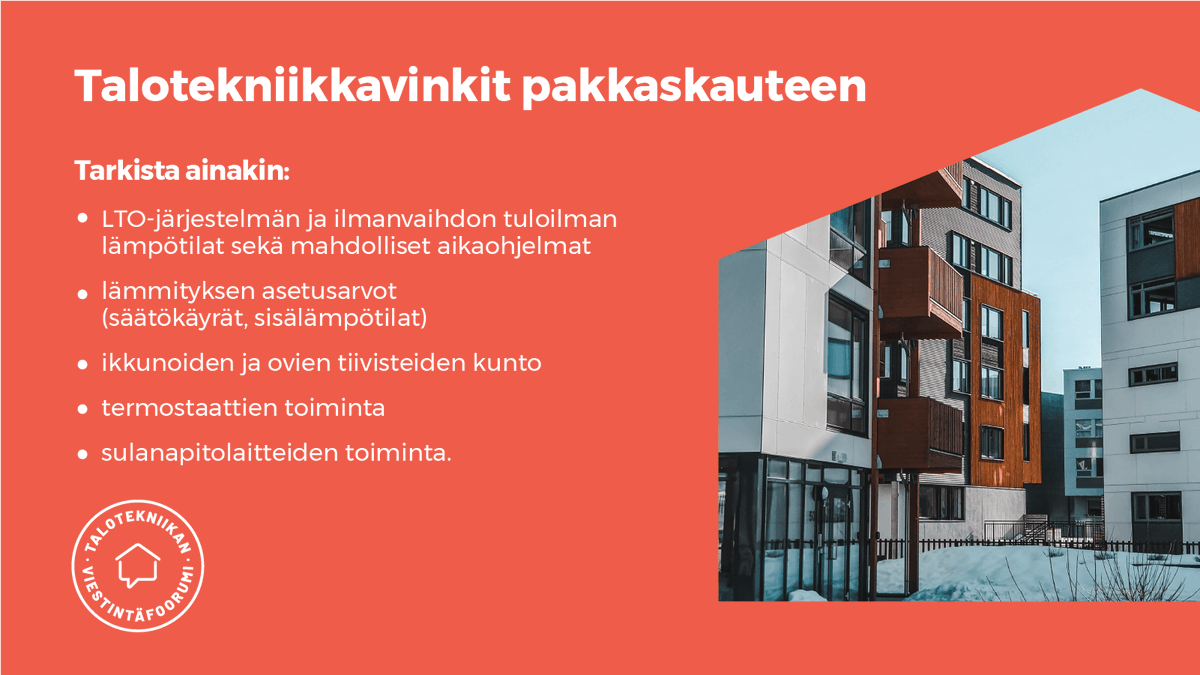 MotivaOy's tweet photo. Hyvin toimiva #talotekniikka pitää huolta siitä, että sisälämpötilat ja mukavuus pysyvät yllä myös talviolosuhteissa. #talotekniikanviestintäfoorumi @yministerio @kiinteistoliitto @omakotiliitto @tateteollisuus @Kuntaliitto @kiinteistoala @LVI_liitto   Lue https://t.co/BcmGY6r7Pn https://t.co/TRO9opWTWJ
