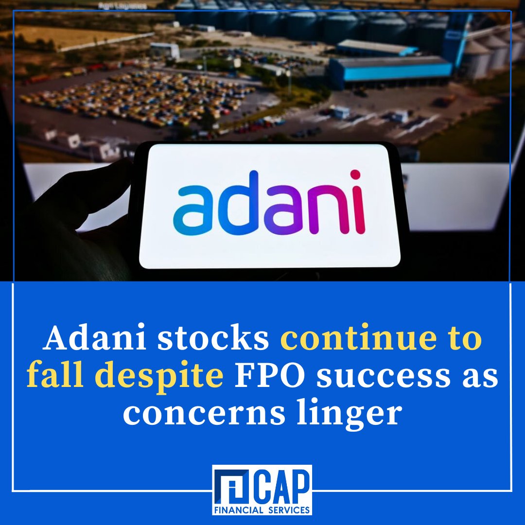ICapFinancialS1's tweet photo. A Bloomberg report has said that the company has put up millions of dollars worth of shares to maintain its collateral cover on a $1 billion loan
Most Adani Group stocks were trading lower in the morning on February 1, a day after flagship Adani Enterprises successfully closed. https://t.co/Ja10nYQkpA