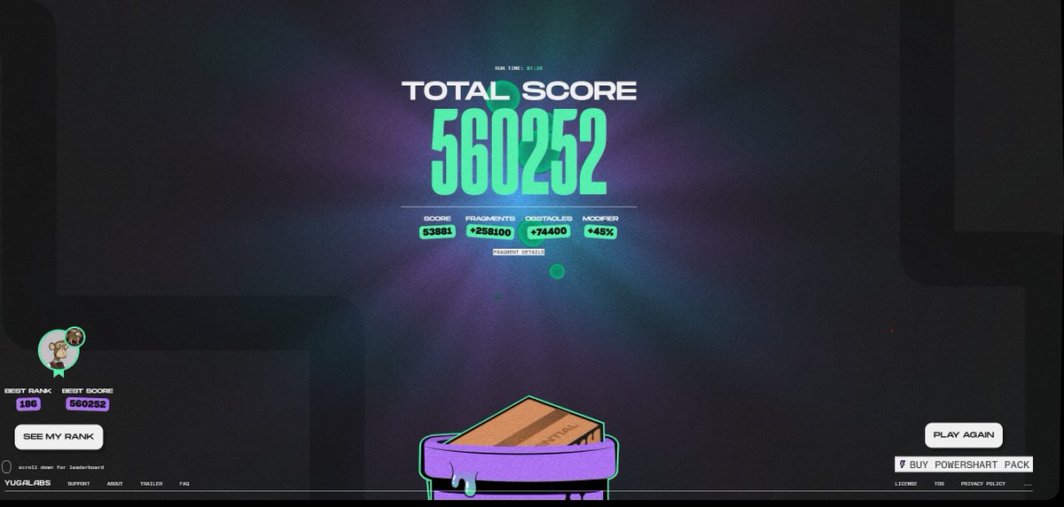 finally made it to the 550k+ club. this game is so fucking fun. <a href="/BoredApeYC/">Bored Ape Yacht Club 🍌</a>