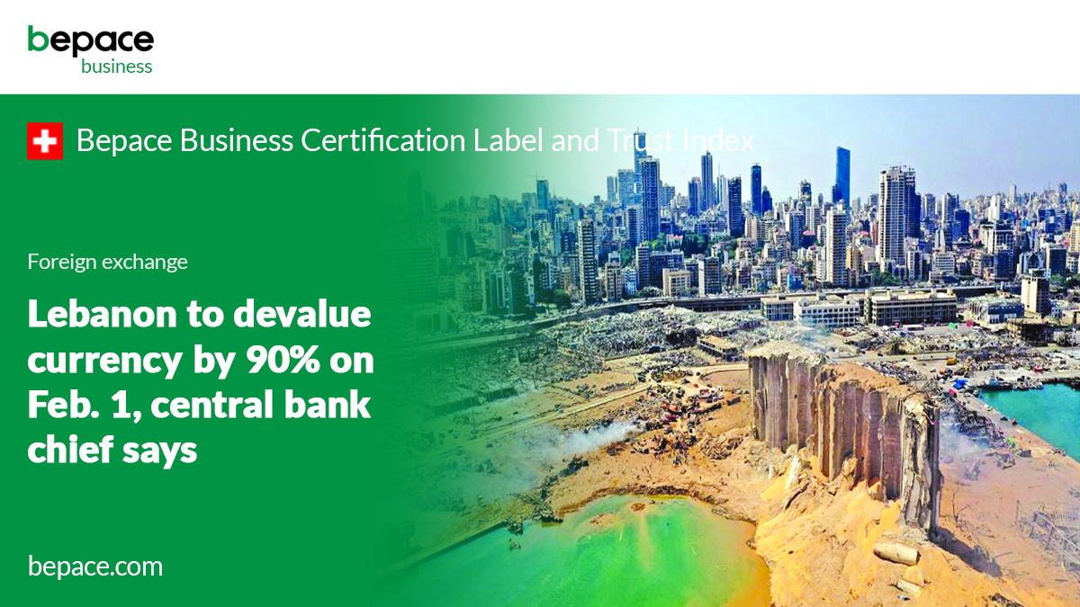 Bepacecom's tweet photo. Lebanon to devalue currency by 90% on Feb. 1, central bank chief says.
#bepace #forex #lebanon #centralbanks https://t.co/h0MEhSKrPH