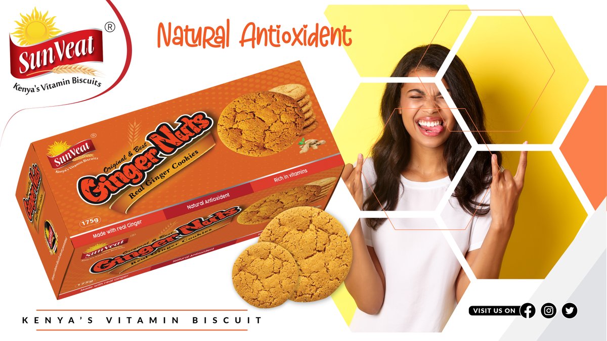 sunveat's tweet photo. Enjoy the extremly delicious and nutritious Sunveat Gingernut Cookies made from real and natural Ginger with natural antioxident and super nutritious. Don't miss out!
#SunveatBiscuits #kenyasvitaminbiscuits #trending #madewithlove #madeinKE #buykenyabuildkenya #madeinkenya https://t.co/g5hgthIHwP