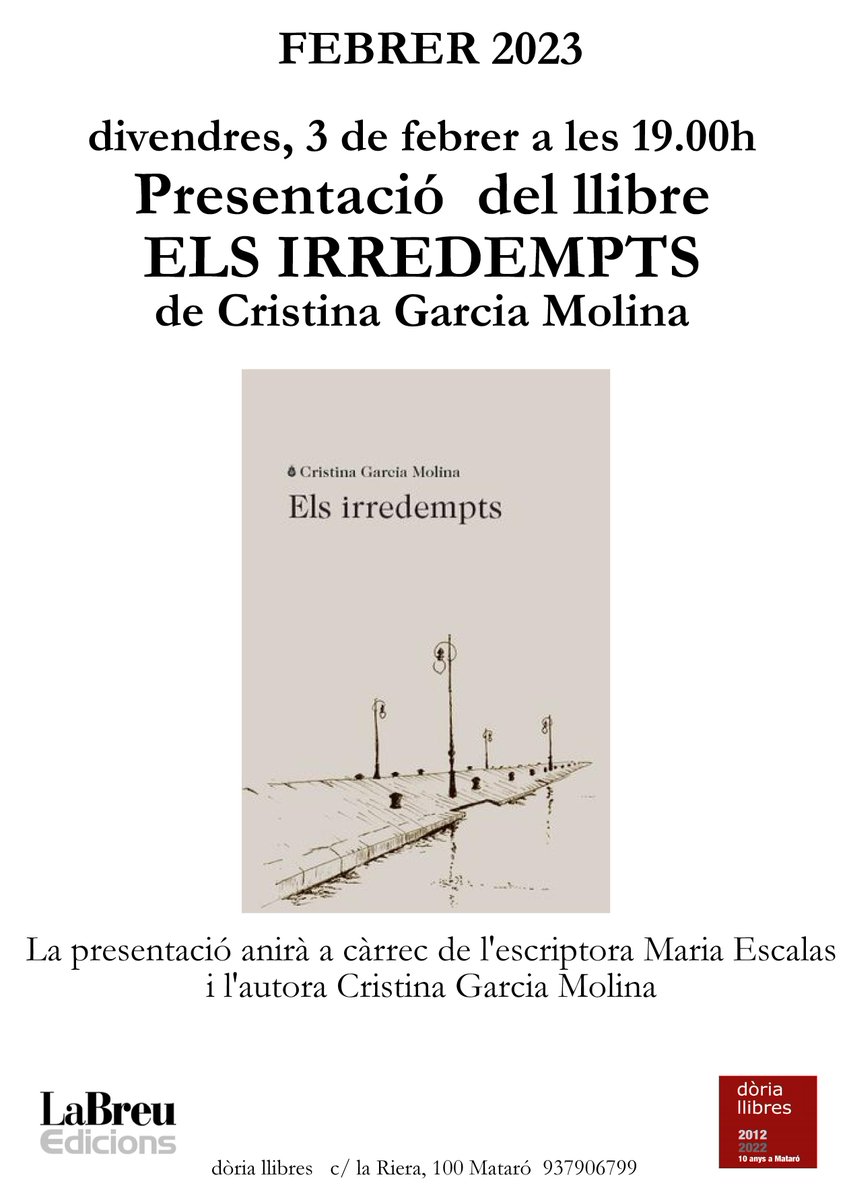 cgarc257's tweet image. Amb la @MariaEscalas (escriptora, músic, amiga) ens vam conèixer fa molts anys a Ítaca i aquest divendres m'acompanyarà a la presentació d'#elsirredempts (@LaBreuEdicions) a @doriallibres de Mataró (19.00). 

#narrativeslabreu #cicuta #irredemptsworldtour
