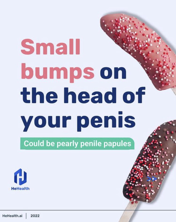 HeHealthai's tweet photo. Are you seeing small white/pink/yellowish bumps that appear in a row around your penis head? That might be pearly penile papules. It is NOT a symptom of an STD or other skin conditions!
#menshealth #penishealth #HeHealth #Health #Healthyliving #Healthcare #Awarness https://t.co/AIllOr9fdM