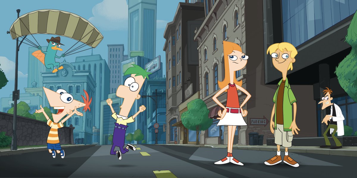 Disney's tweet photo. Today is a great day to build a rocket or fight a mummy or give a monkey a shower! 🗓 Happy 15th anniversary to Phineas &amp; Ferb, which debuted on @DisneyChannel in 2007. https://t.co/VuuNb0lqr4
