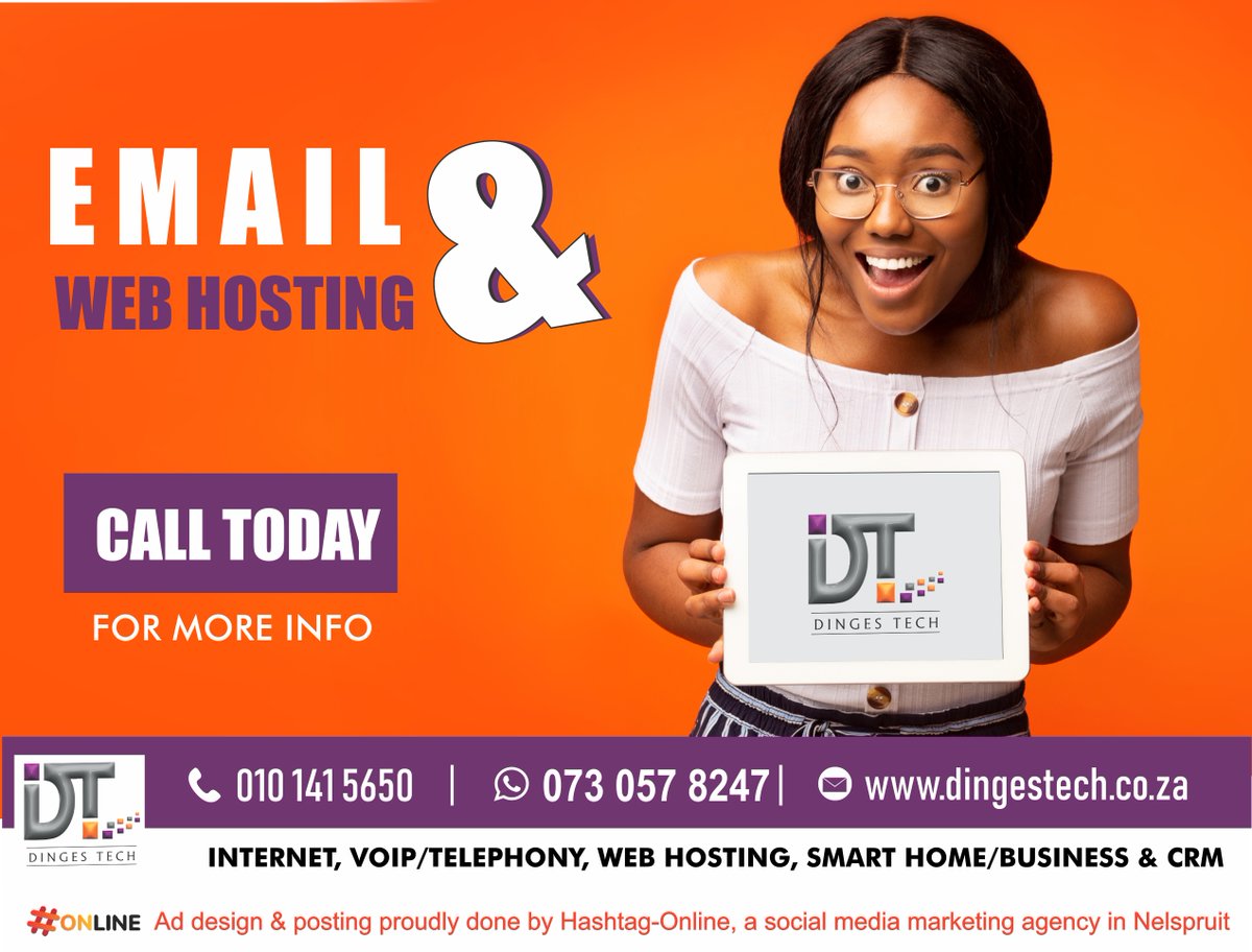Dinges Tech offers fast, secure & reliable hosting with different package options to suit every budget.
Web: dingestech.co.za

#DingesTech #mpumalanga #nelspruit #mbombela #Internet #VOIP #webhosting #businessautomation #fibre #internet #wirelessinternet #satelliteinternet