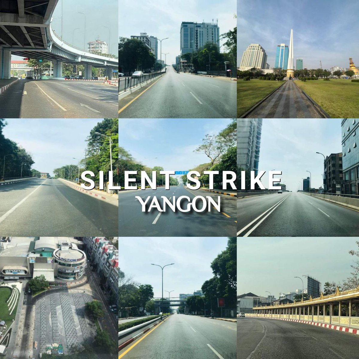 katycho22222's tweet photo. Silence is the loudest voice.  The pro-democracy people of Yangon are taking part in the #SilentStrike to mark the 2nd anniversary of the military coup.  #2023SilentStrike #SpringRevolutionBurma #WhatsHappeningInMyanmar https://t.co/5o00BcFHLP