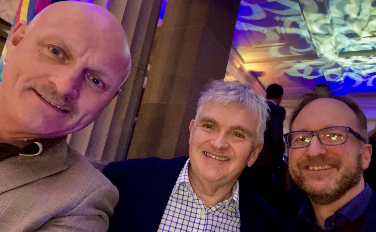 VisitEnglandBiz's tweet photo. Our Director #AndrewStokes was delighted to attend the handover ceremony of the @Eurovision #songcontest to #Liverpool- pictured with @LpoolMarketing Director @ChrisBrownML & @oznavad CEO of Liverpool Everyman & Playhouse Theatres - #Eurovision2023 💙💛 https://t.co/f3JgFYFqO4