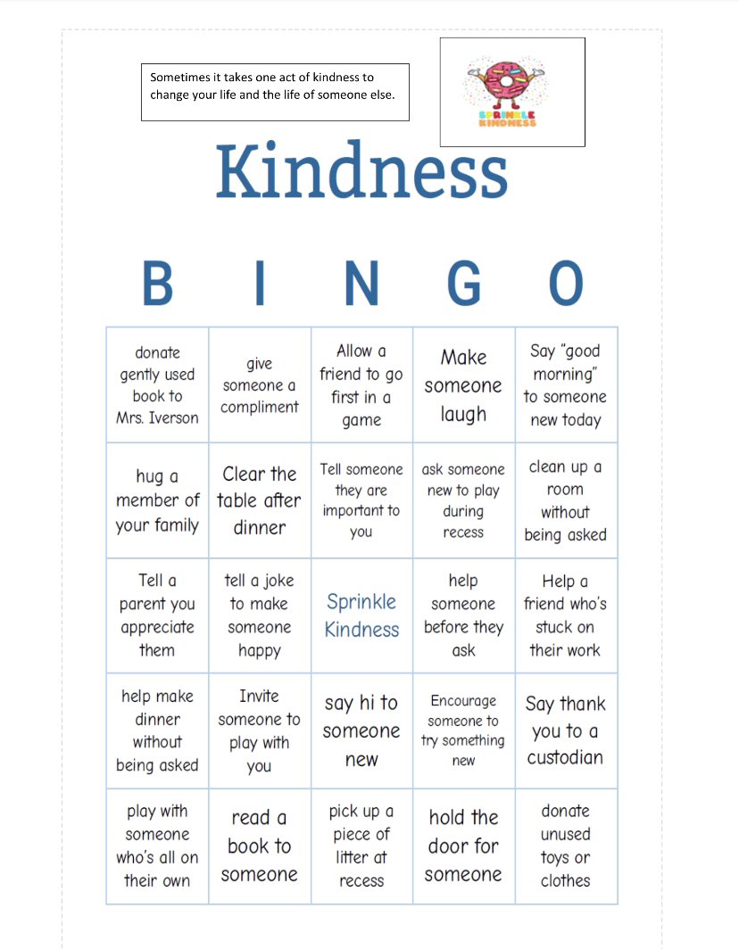 karolyniverson's tweet image. École Inman’s annual Kindness Month kicks off tmrw. Some great acts of kindness for our community to participate in from daily acts of kindness, Kindness Bingo, and Kindness Book Giving Drive. Big thank you to our Leadership Team. #leadership #community #kindness365 @inmanSD41