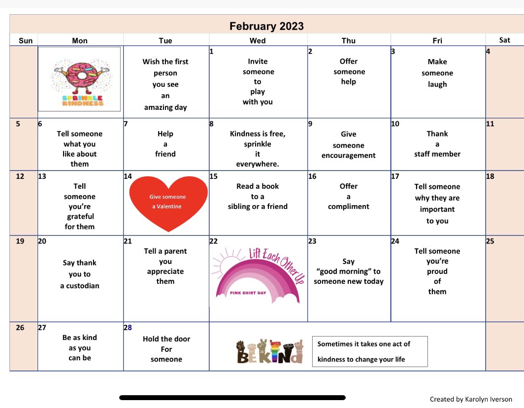 karolyniverson's tweet image. École Inman’s annual Kindness Month kicks off tmrw. Some great acts of kindness for our community to participate in from daily acts of kindness, Kindness Bingo, and Kindness Book Giving Drive. Big thank you to our Leadership Team. #leadership #community #kindness365 @inmanSD41