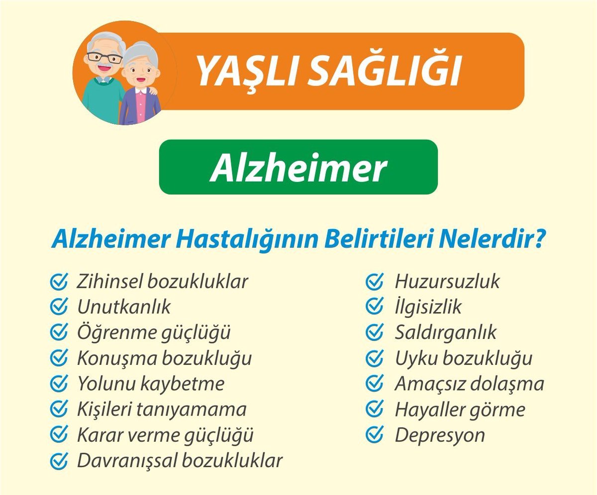 Alzheimer hastalığının ilk belirtisi genellikle unutkanlıktır.
#YaşlıSağlığı
#Alzheimer