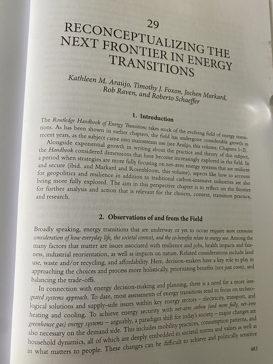 Great to see the final print of these two chapter in this comprehensive handbook of energy transitions. Thanks to Kathy for excellent editorial guidance. @dasharp @MeganFarrelly6 @pinkydigital @JochenMarkard @tjfoxon1