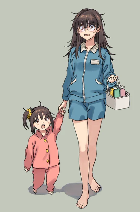 (ほっこり)芋ジャージ姿で小さい妹を連れて銭湯に来てるところを同級生に目撃される風紀委員 