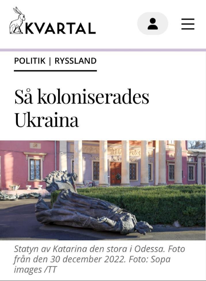 My essay about #Odesa , monument to Catherine the Second  and the history of the Black Sea Steppe for Swedish magazine Kvartal  <a href="/kvartalet/">Kvartal</a> 
<a href="/UNESCO/">UNESCO 🏛️ #Education #Sciences #Culture 🇺🇳</a>  
<a href="/H__Ukraine/">H-Ukraine</a> 
#decolonisation

kvartal.se/artiklar/sa-ko…