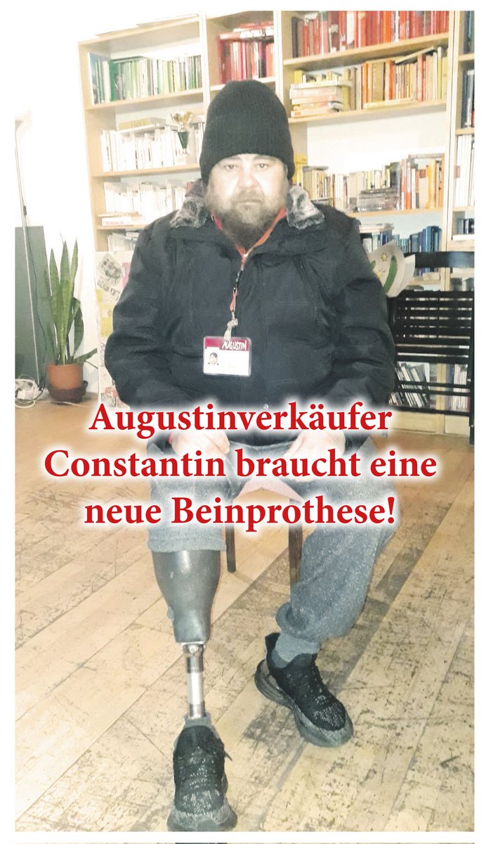 Constantin hat vor einigen Jahren aufgrund v Diabetes sein Bein ab dem Knie verloren. Nun braucht er eine neue Prothese. Diese kostet 2.546,50 Euro. Die alte Versicherung zahlt nicht mehr und in Österreich hat er keine. Was also tun?
▶️ Wir haben uns gedacht, wir versuchen es  1/