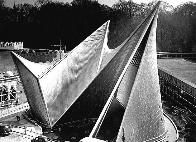 architext14's tweet image. Xenakis, corbusier, and varese. The architect, architect/composer, and composer behind the Philips Pavilion.