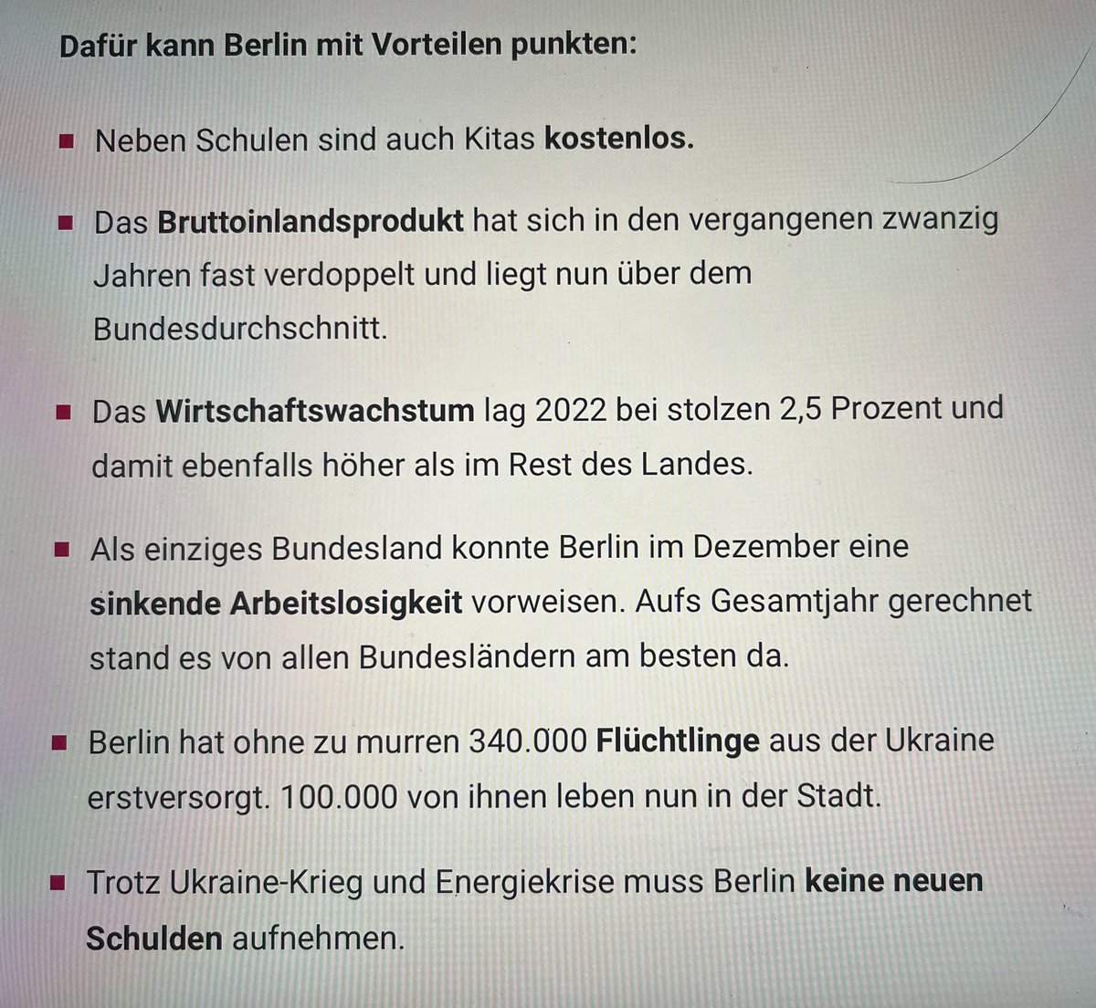 warum man vielleicht in Berlin doch die SPD wählen sollte… 👍(zusammengestellt von T-Online)