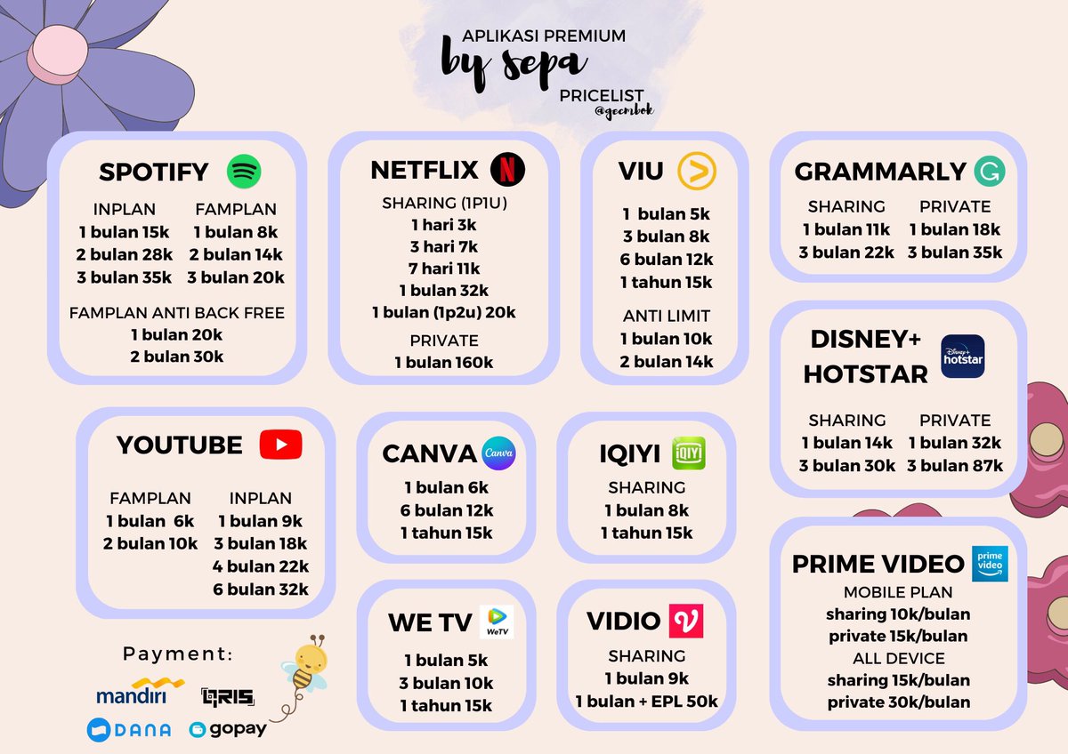 cxrink's tweet photo. NETFLIX
3k - 1 hari
7k - 3 hari
11k - 7 hari
20k - 1 bulan 1p2u
32k - 1 bulan 1p1u

☁️ fast respons, trusted, garansi
☁️ testi check bio
📩 order dm 
💰 qris, e-wallet, mandiri https://t.co/EMifmvw8Ec