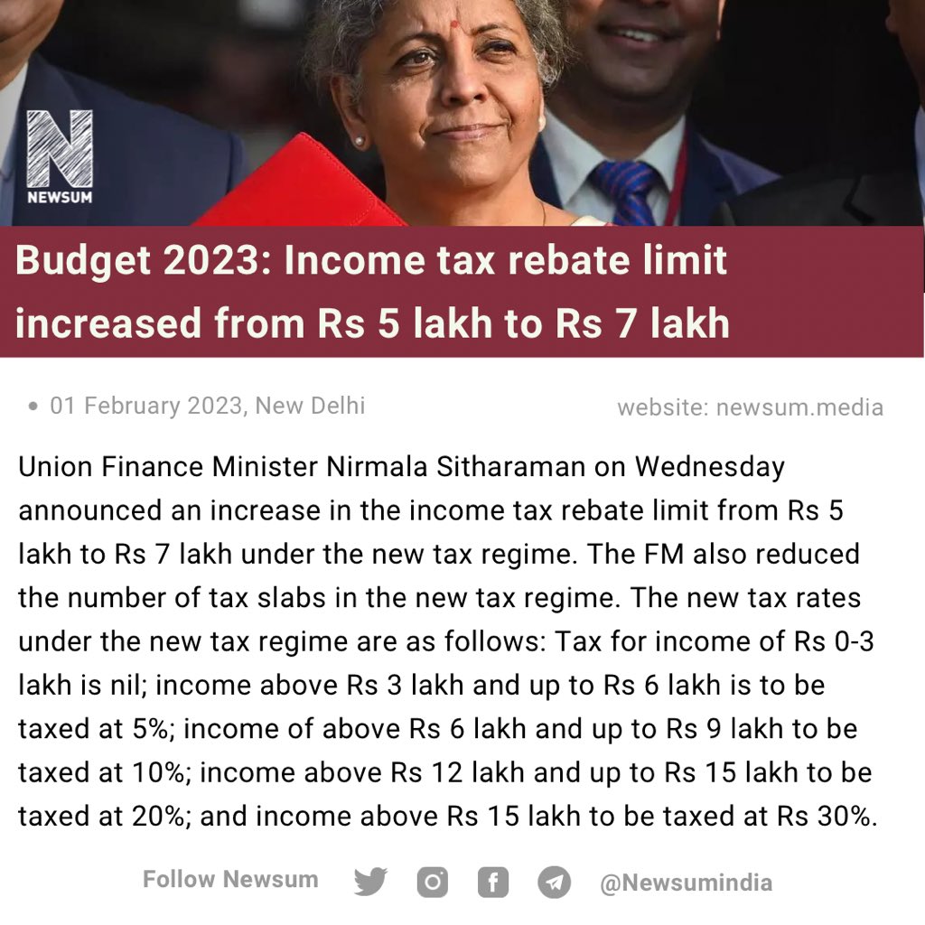 Newsum On Twitter Budget 2023 Income Tax Rebate Limit Increased From newsum-on-twitter-budget-2023-income-tax-rebate-limit-increased-from