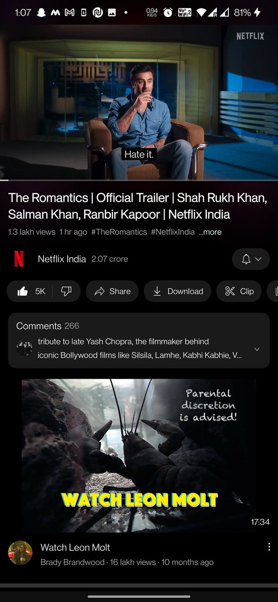 Shah Rukh Khan, Salman Khan, Ranbir Kapoor. Wondering where's any of RKs contemporaries or supposed 'seniors' names mentioned? Oh right, only these three are the superstars yet some fandoms have the audacity to compare. Tsk tsk. 
youtu.be/myG0f2RKizY