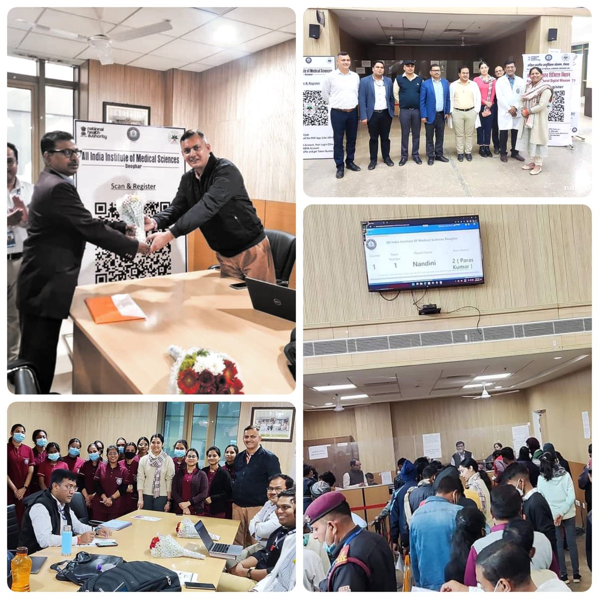AyushmanNHA's tweet photo. Now #ABDM enabled digital #OPDregistration is available at AIIMS Deoghar @deoghar_aiims.

Create your unique Ayushman Bharat Health Account #ABHAnumber from: https://t.co/Wzyd2KRsHC to avail queue-less token generation facility at the hospital. https://t.co/RL1mhdidIl