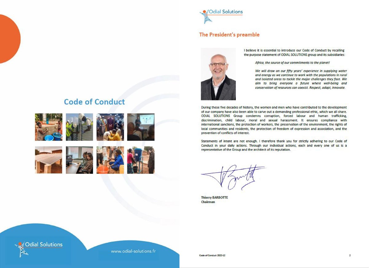 Uduma_Gestion's tweet photo. #EN_📄🌍#CODE #CONDUCT – Over 50 years, the women and men who have helped to develop the #ODIAL #SOLUTIONS group and its subsidiaries (@Uduma_Gestion and @VergnetHydro) have chiselled out a demanding set of professional #ethics, now enshrined in... https://t.co/upe2RpELnL #csr https://t.co/Je7wpqozyo