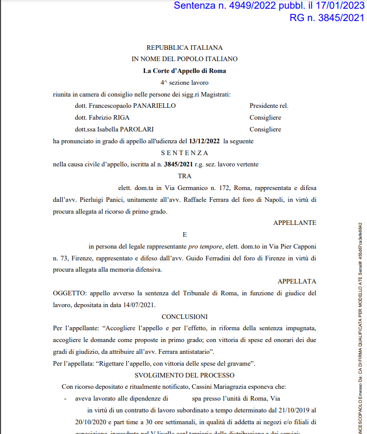 LigorioGraziana's tweet photo. Corte App. Roma, 17.01.2023: #Nullo il patto di #prova nel caso in cui si limiti a richiamare la #declaratoria del contratto collettivo e questa non sia sufficientemente #specifica.->https://t.co/CVI8JADOqf
@labour_lawyers @bollettinoADAPT https://t.co/WSE0NHPl27
