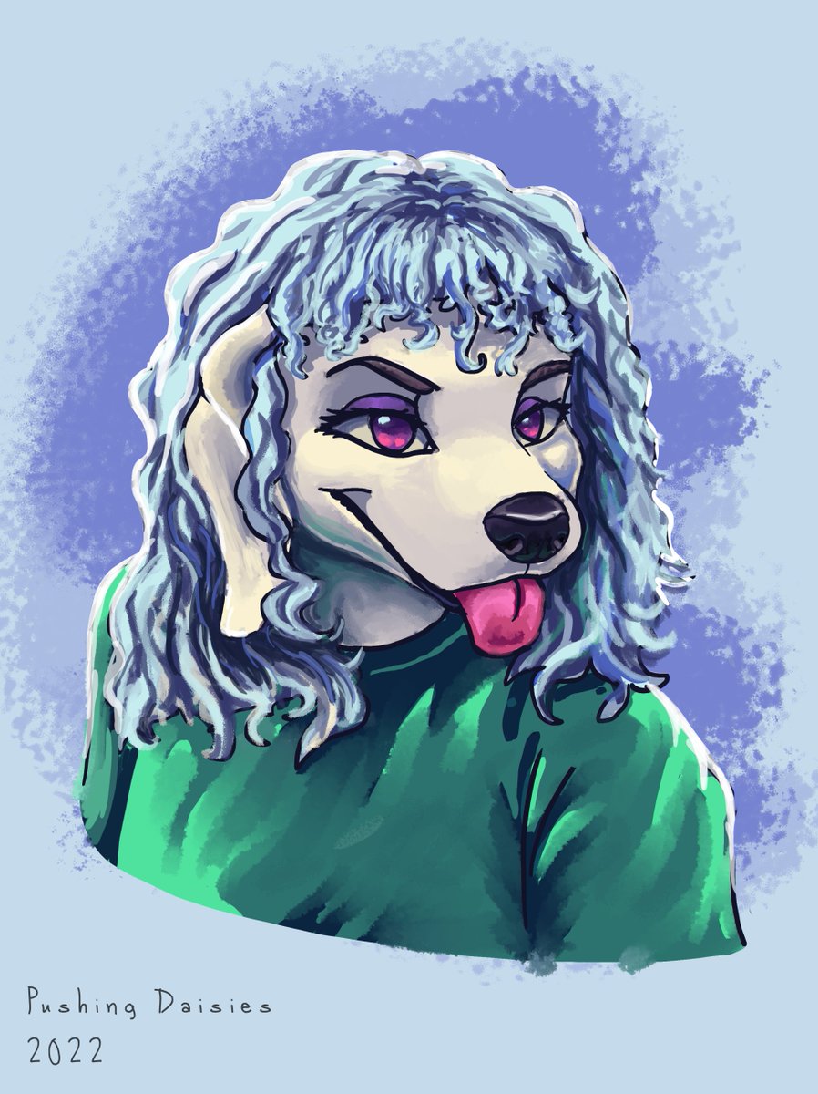 DaisyAnthro's tweet photo. Portrait I did of my sona just for fun to get back into digital art last year. #furry #anthro #oc #characterart #portrait #digitalart #labrador #dog #bustportrait https://t.co/PYB6Tnn9pb