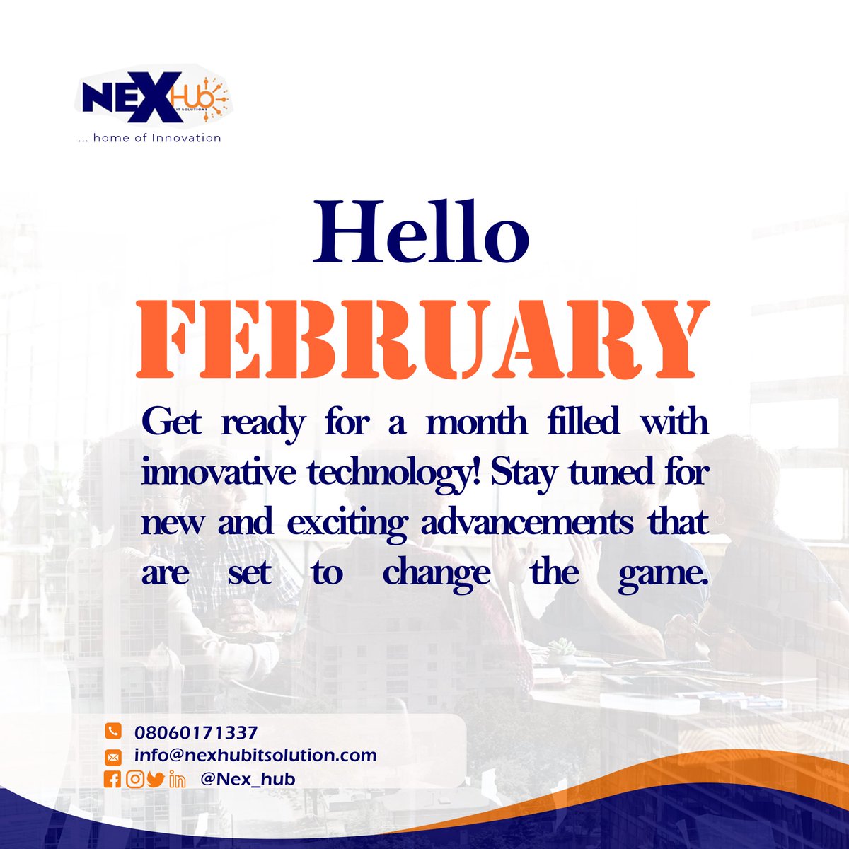 Nex_Hub's tweet image. Starting this month with a renewed focus on delivering cutting-edge technology solutions for our clients. Let&apos;s make the most of the new month together! #TechConsultancy #NewMonth #Innovation
