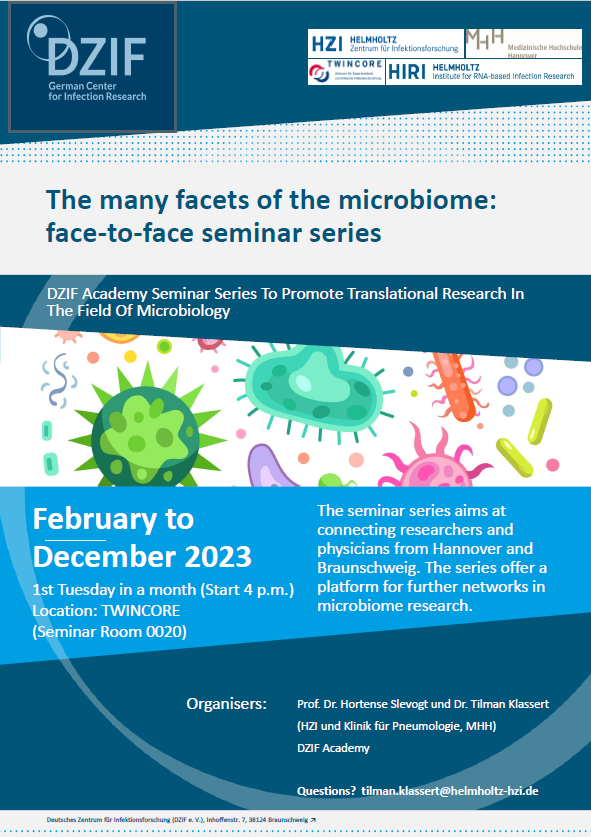 BREATH_Hannover's tweet photo. New @DZIF_  seminar series "The many facets of the microbiom" starting  with a talk of Tillman Klassert on February 7th, 2023. 8 more exciting talks to follow. Read more about the upcoming talks here: https://t.co/4pMveFQscZ https://t.co/hIXMJryXUA