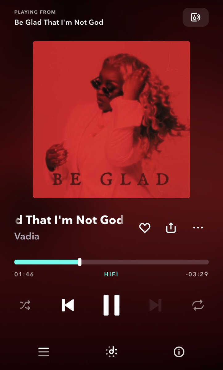 So was on IG and someone found <a href="/vahdeeuh/">VADIA RHODES</a> on tiktok and her song “Be Glad That I’m Not God” has me in a chokehold right now…SIS, SIIISSSSS!!!! Whew