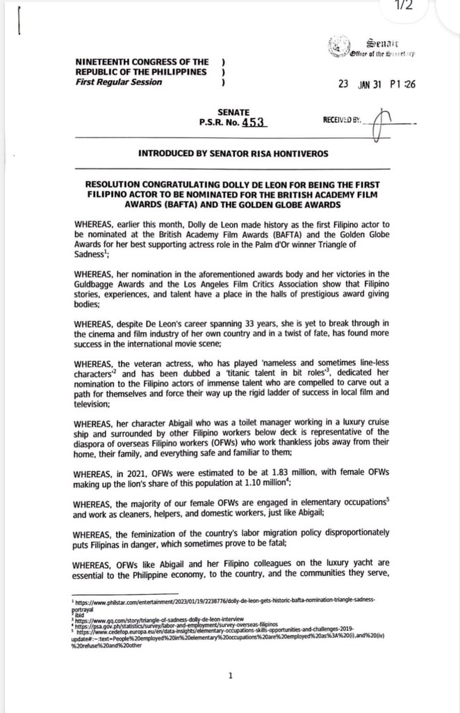 risahontiveros's tweet photo. Filed a reso to congratulate @DollyEdeLeon (my kabaro &amp; fellow Kulasa 💙), who very much deserves the recognition, especially here at home. 

What a joy to witness the world fall in love with a Filipino actor. Nakakaproud! 😊🇵🇭✊🏼 https://t.co/8sQ3eL9aoM