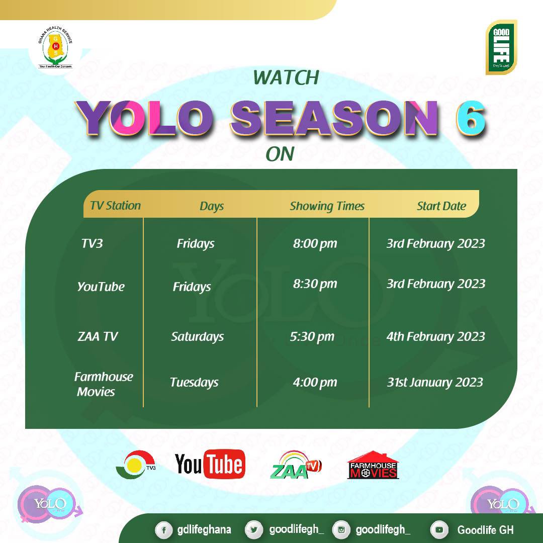 Get ready as we bring you the season 6 of YOLO, a sequel to your all time favorite “things we do for love”. Starting 3rd February, tune in to be educated and entertained .
#YouOnlyLiveOnce
#yolotvseries
